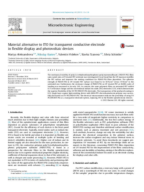 (PDF) Material alternative to ITO for transparent conductive electrode in flexible display and