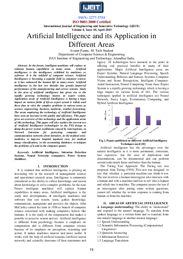 (PDF) Artificial Intelligence and its Application in