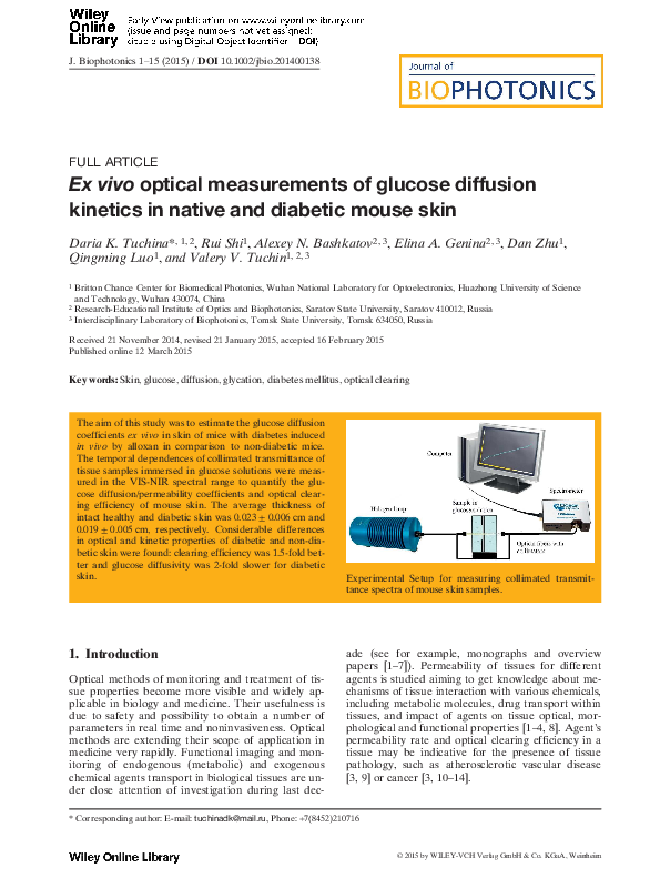 (PDF) Ex vivo optical measurements of glucose diffusion kinetics in ...