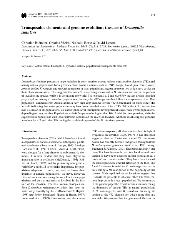 (PDF) Transposable elements and genome evolution: the case of ...