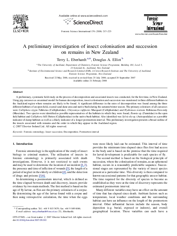 (PDF) A preliminary investigation of insect colonisation and succession ...