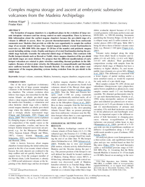 (PDF) Complex magma storage and ascent at embryonic submarine volcanoes ...