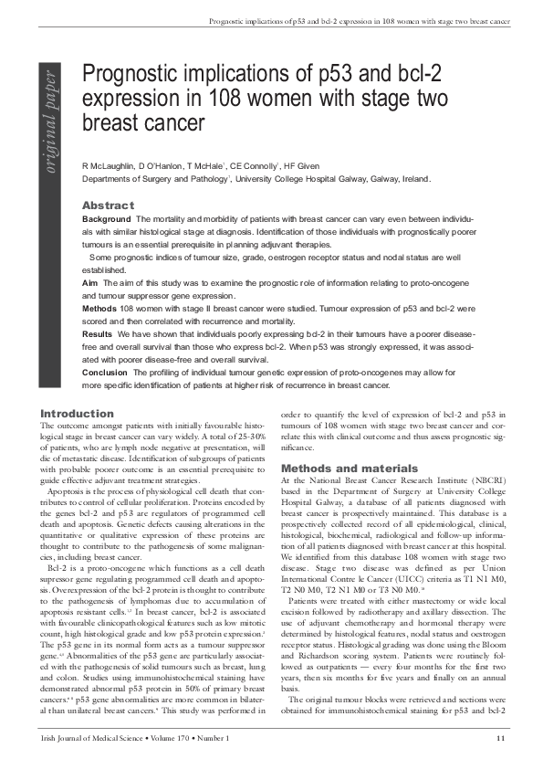 (PDF) Prognostic implications of p53 and bcl-2 expression in 108 women ...
