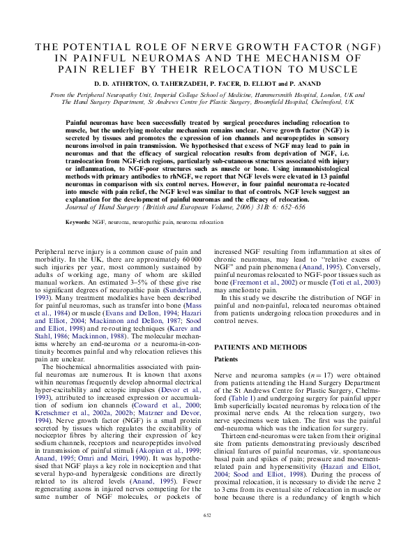 (PDF) The potential role of nerve growth factor (NGF) in painful ...