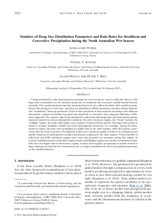 (PDF) Statistics of Drop Size Distribution Parameters and Rain Rates ...