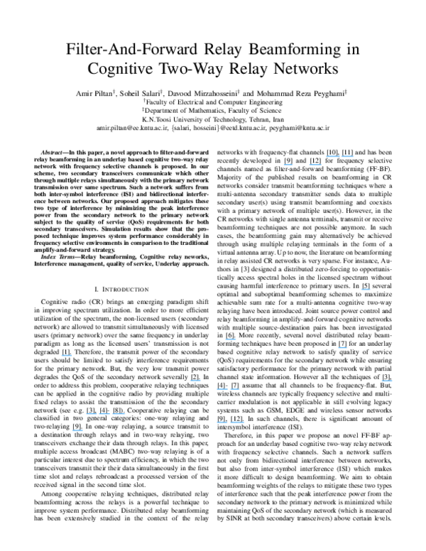 (PDF) Filter-and-forward relay beamforming in cognitive two-way relay ...