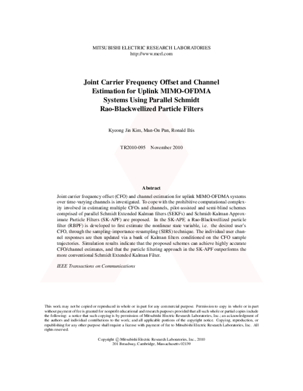 (PDF) Joint Carrier-Frequency Offset and Channel Estimation for MIMO ...