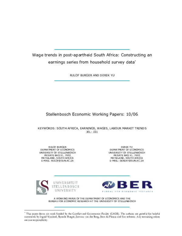 (PDF) Wage Trends in Post-Apartheid South Africa: Constructing an ...