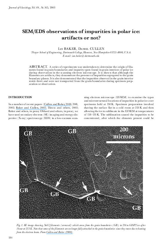 (PDF) SEM/EDS observations of impurities in polar ice: artifacts or not ...