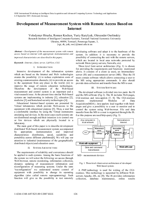 (PDF) Development of Measurement System with Remote Access Based on ...