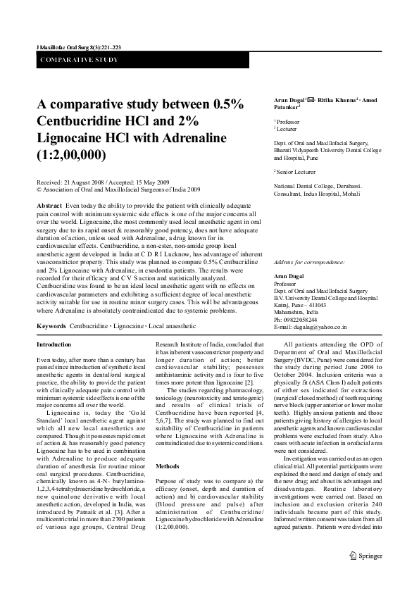 ph of local anesthesia with adrenaline