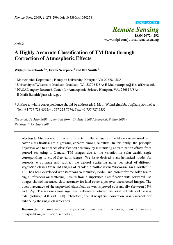 (PDF) A Highly Accurate Classification of TM Data through Correction of ...
