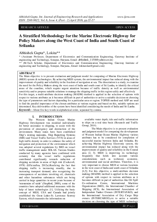 (PDF) A Stratified Methodology for the Marine Electronic Highway for Policy Makers along the
