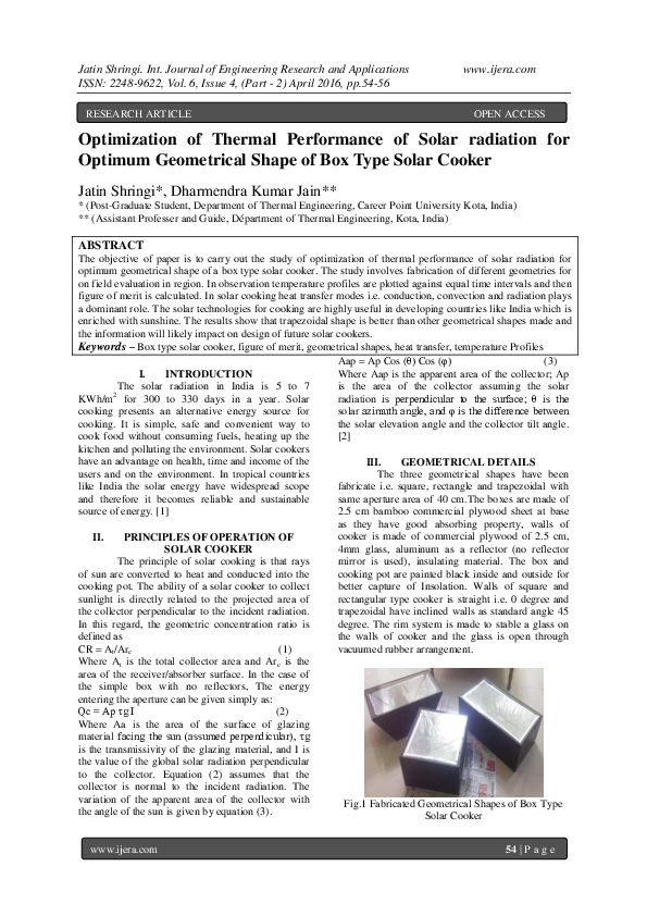 (PDF) Design and Construction of Solar Box Cooker System IRE Journals