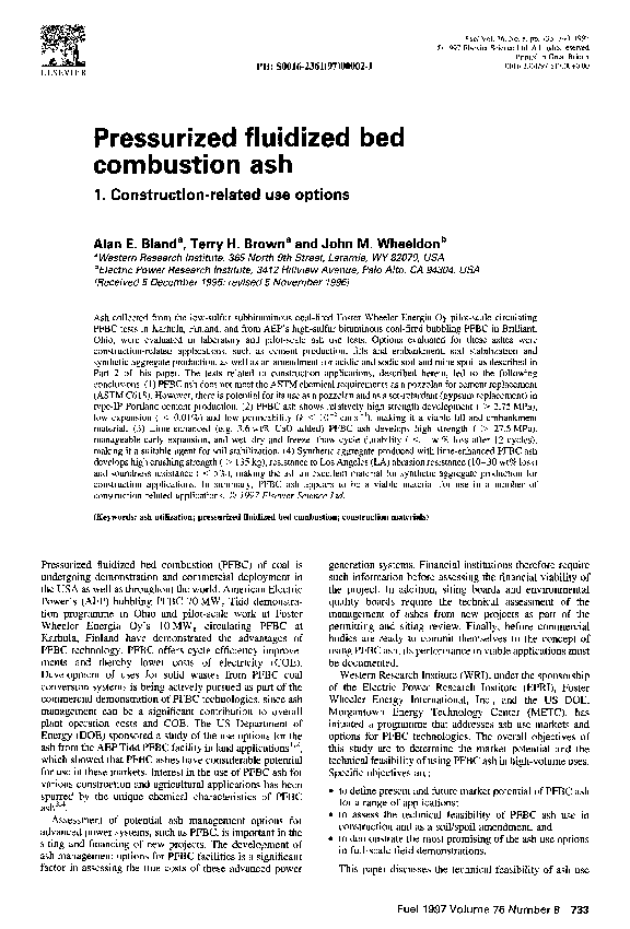 (PDF) Pressurized fluidized bed combustion ash 1. Constructionrelated