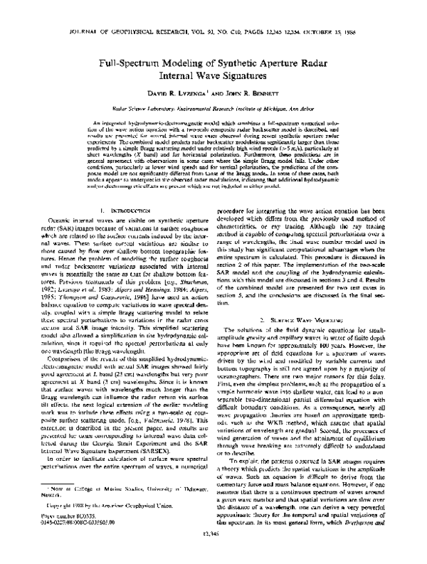 (PDF) Full-Spectrum Modeling of Synthetic Aperture Radar Internal Wave ...