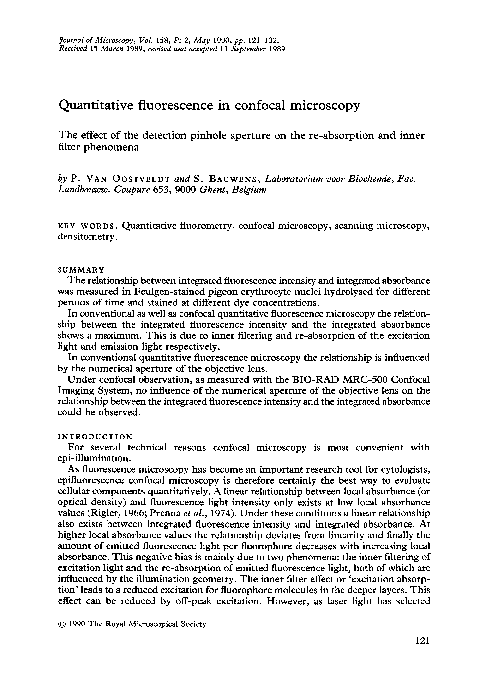 (PDF) Quantitative fluorescence in confocal microscopy
