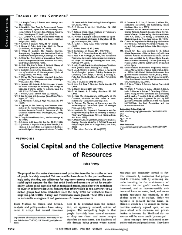 (PDF) Social Capital and the Collective Management of Resources