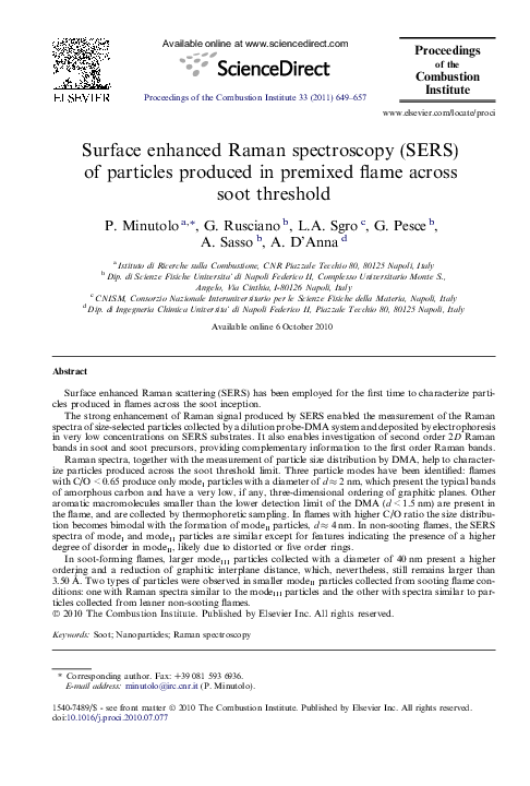 (PDF) Surface enhanced Raman spectroscopy (SERS) of particles produced ...
