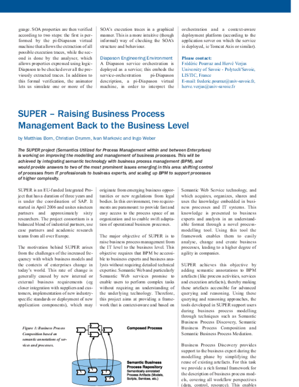 (PDF) SUPER - Raising Business Process Management Back to the BusinessLevel