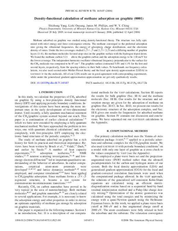 (PDF) Density-functional calculation of methane adsorption on graphite ...