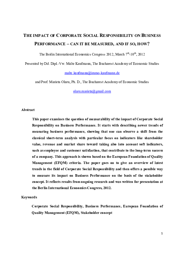 (PDF) THE IMPACT OF CORPORATE SOCIAL RESPONSIBILITY ON BUSINESS ...