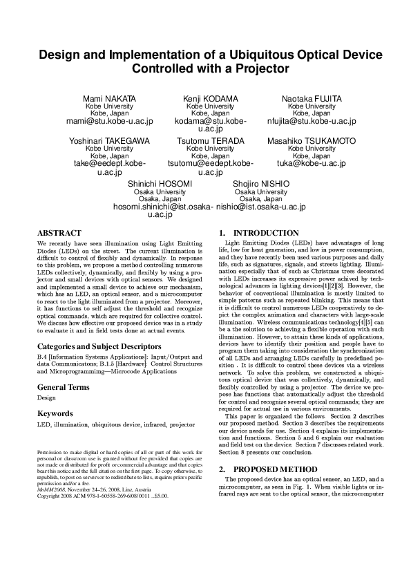(PDF) Design and implementation of a ubiquitous optical device