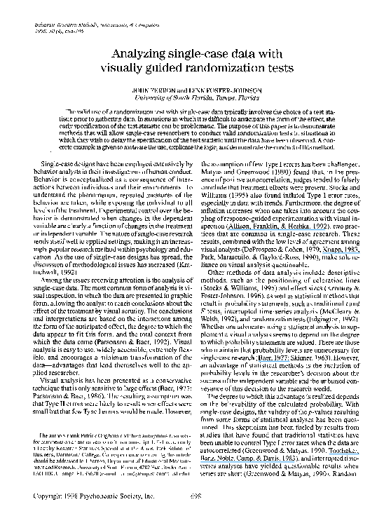 (PDF) Analyzing single-case data with visually guided randomization tests