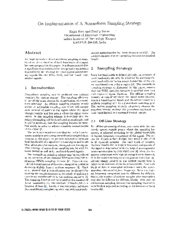 (PDF) On implementation of a nonuniform sampling strategy