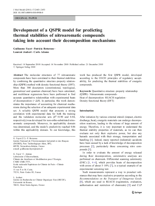 PDF) Development of a QSPR model for predicting thermal