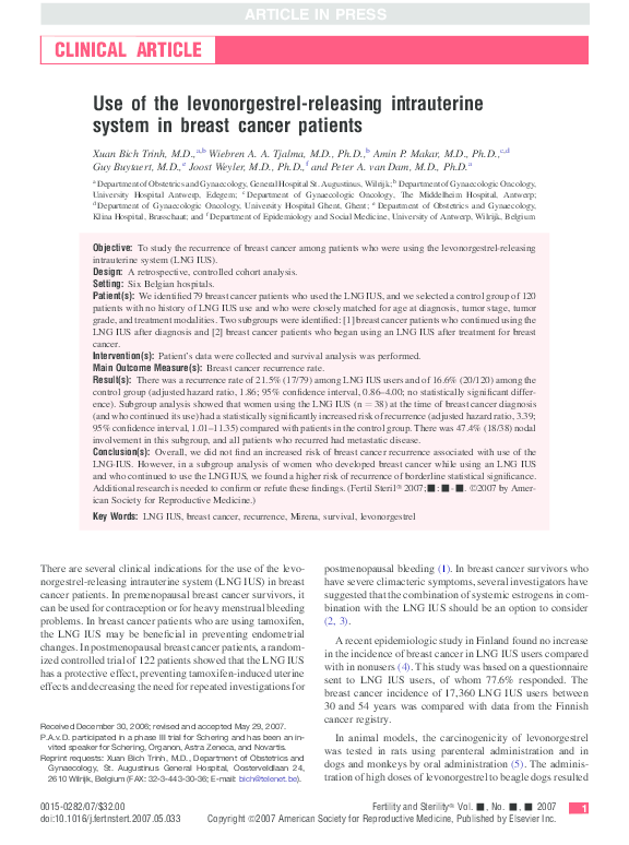 (PDF) Use of the levonorgestrel-releasing intrauterine system: an ...