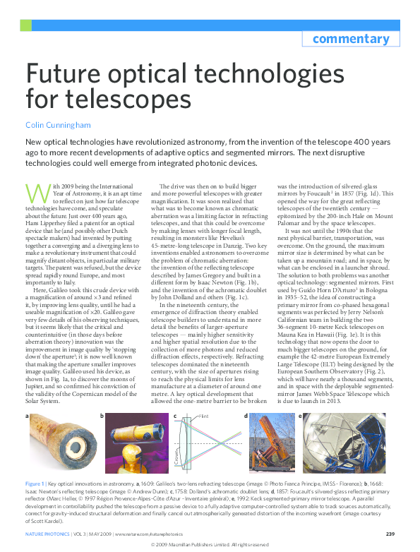 (PDF) Future optical technologies for telescopes