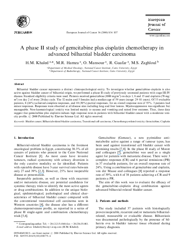 (PDF) A phase II study of gemcitabine plus cisplatin chemotherapy in ...