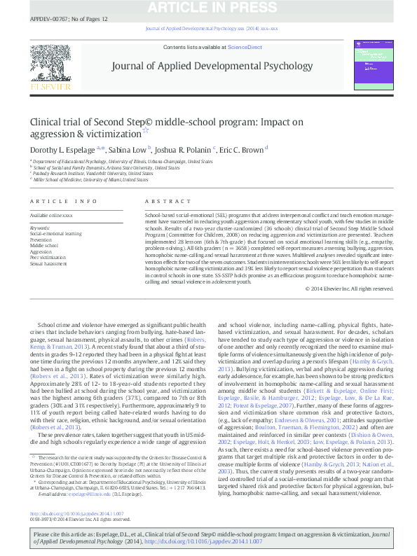  pdf clinical trial of second step middle school program impact on