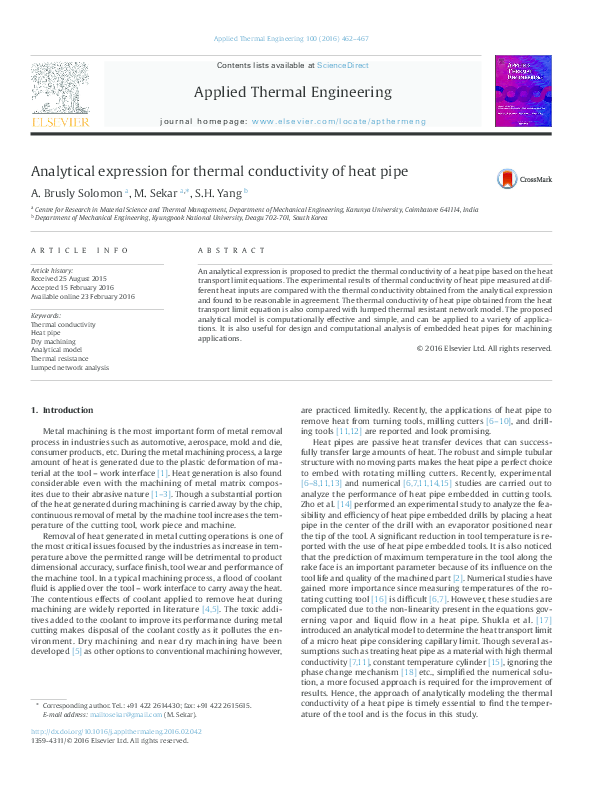 (PDF) Analytical expression for thermal conductivity of heat pipe