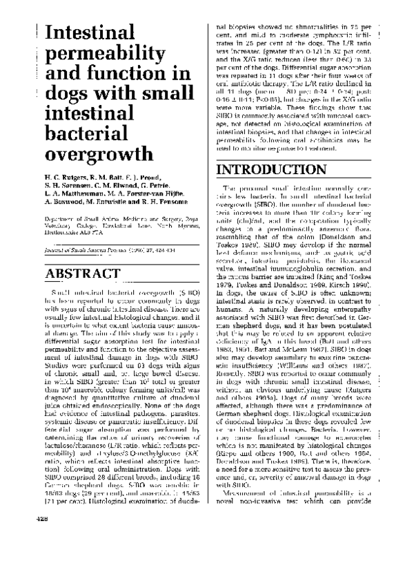 (PDF) Intestinal permeability and function in dogs with small ...