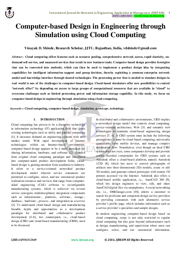 (PDF) Computer-based Design in Engineering through Simulation using ...