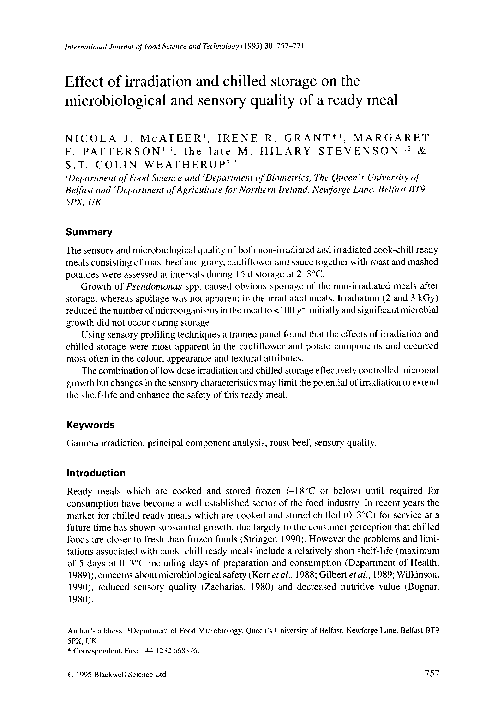 (PDF) Effect of irradiation and chilled storage on the microbiological ...