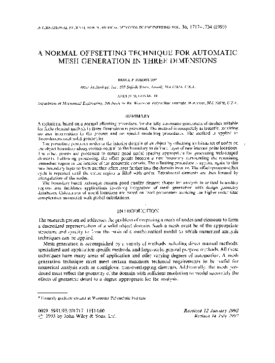 (PDF) A normal offsetting technique for automatic mesh generation in ...