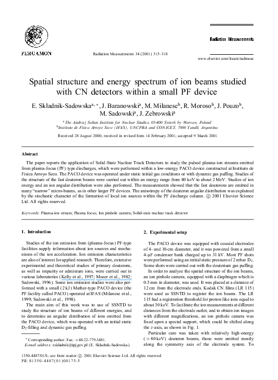 (PDF) Spatial structure and energy spectrum of ion beams studied with ...
