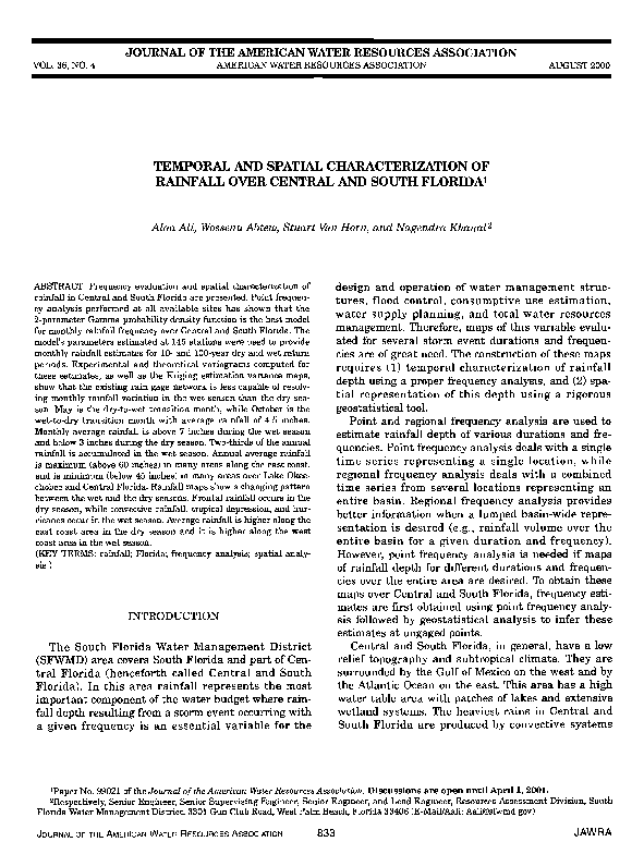 (PDF) TEMPORAL AND SPATIAL CHARACTERIZATION OF RAINFALL OVER CENTRAL ...