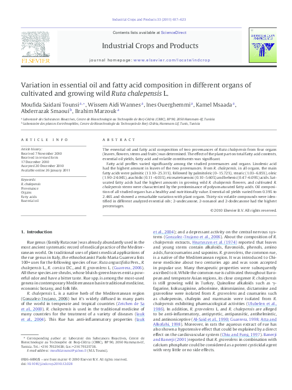 (PDF) Variation in essential oil and fatty acid composition in ...