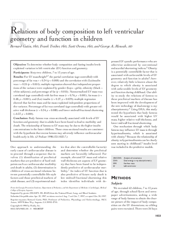 (PDF) Relations of body composition to left ventricular geometry and ...