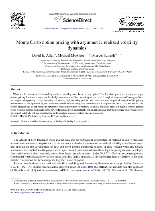 (PDF) Monte Carlo option pricing with asymmetric realized volatility ...
