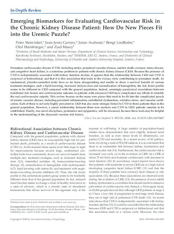 (PDF) Emerging Biomarkers for Evaluating Cardiovascular Risk in the ...