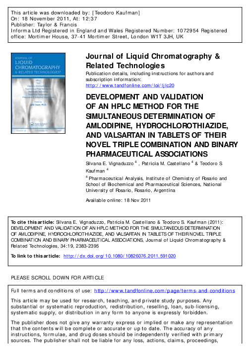 (PDF) Development and validation of a HPLC method for simultaneous ...