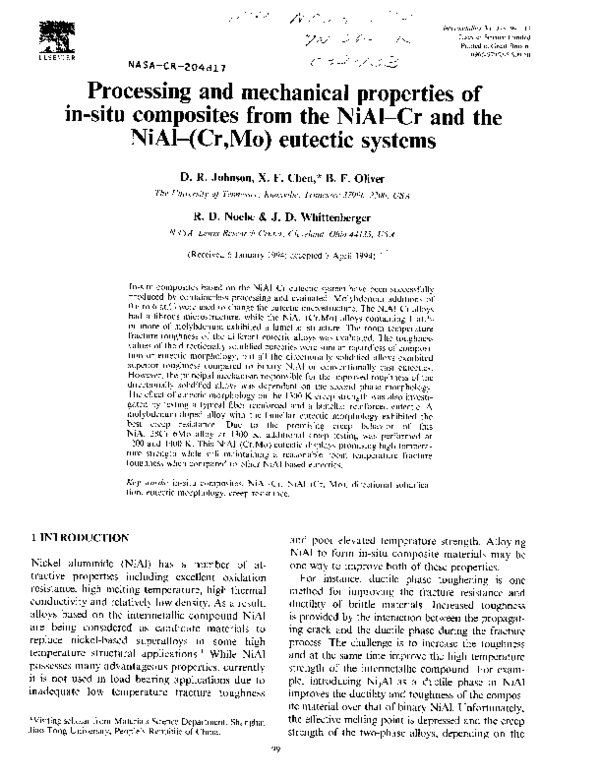 (PDF) Processing and mechanical properties of in-situ composites from ...
