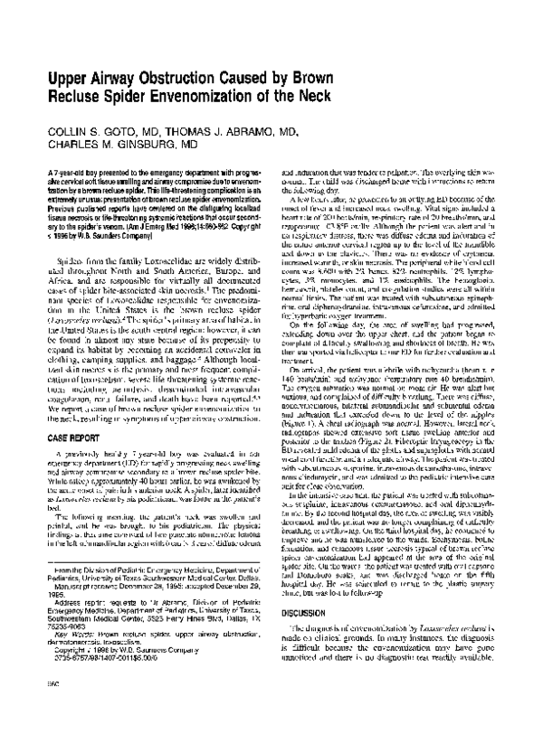 (PDF) Upper airway obstruction caused by brown recluse spider ...
