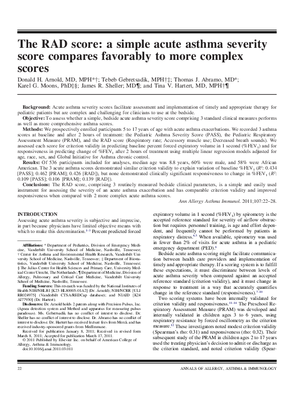 (PDF) The RAD score: a simple acute asthma severity score compares ...