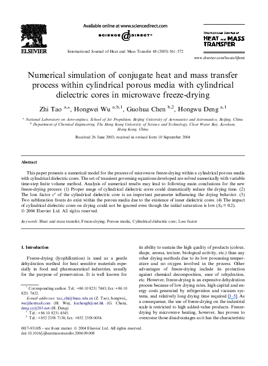 (PDF) Numerical simulation of conjugate heat and mass transfer process ...